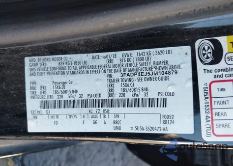 2018 Ford Fiesta Se from USA, damaged, VIN 3FADP4EJ5JM104879